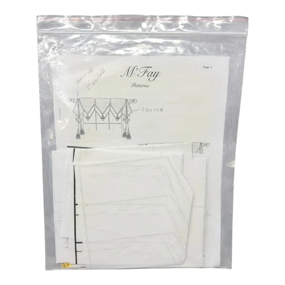 Vintage M'Fay Tucker Valance Pattern 9278 Cut Complete Drapery Pattern 1990s